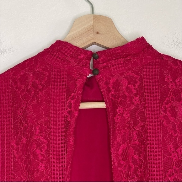 NWT Anthropologie Maeve Lace Open Back Mini Dress Raspberry Red 8 Medium - Picture 13 of 16